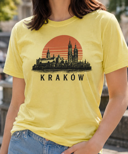 Kraków Sunset Skyline Polish City Unisex T-Shirt