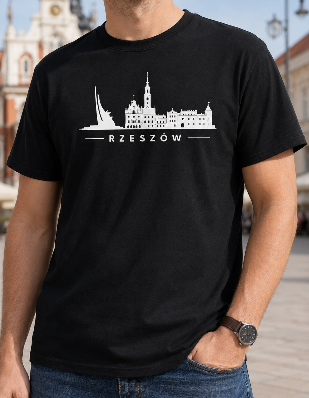Rzeszów Minimal Skyline Polish City Unisex T-Shirt