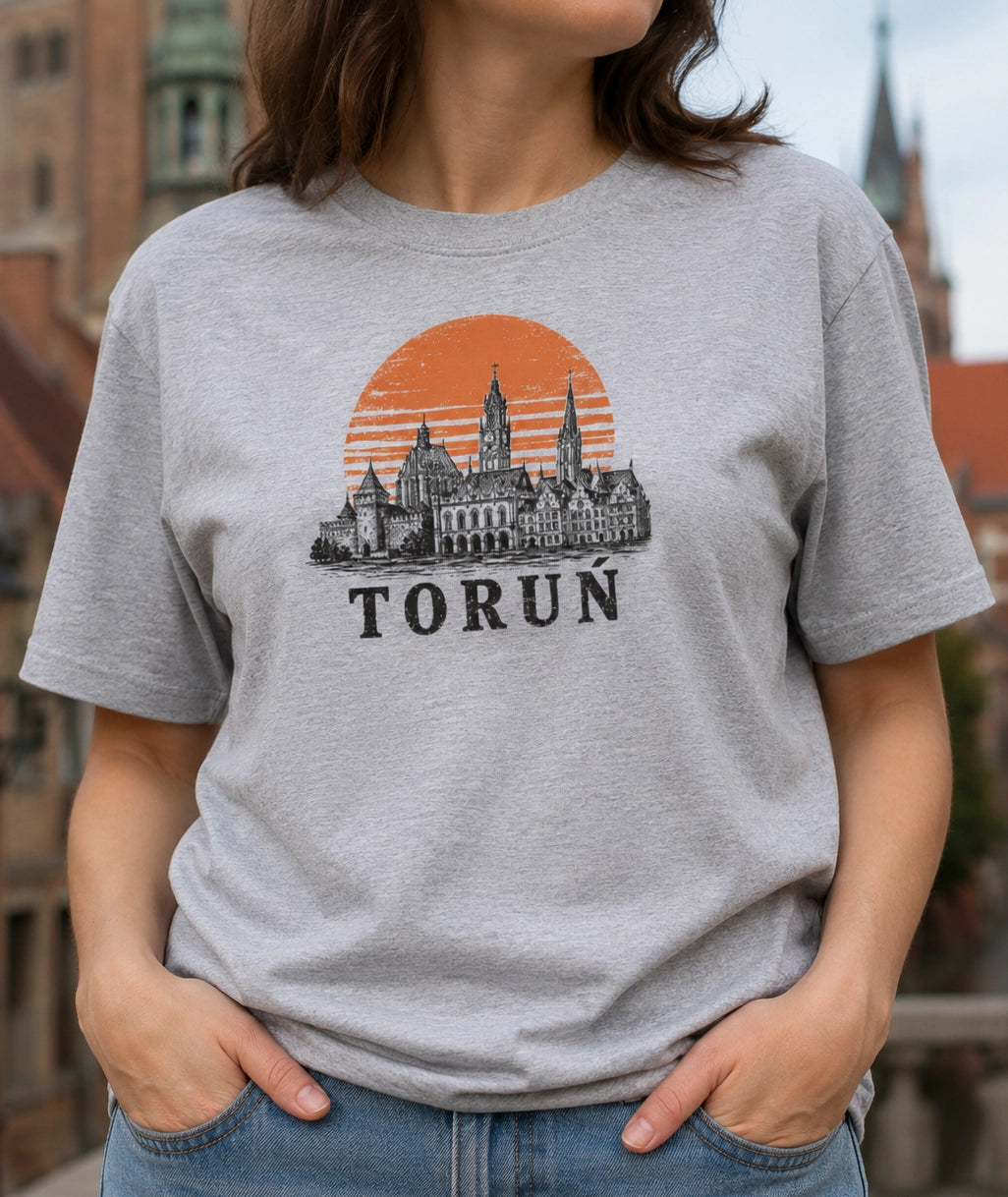Toruń Sunset Skyline Polish City Unisex T-Shirt