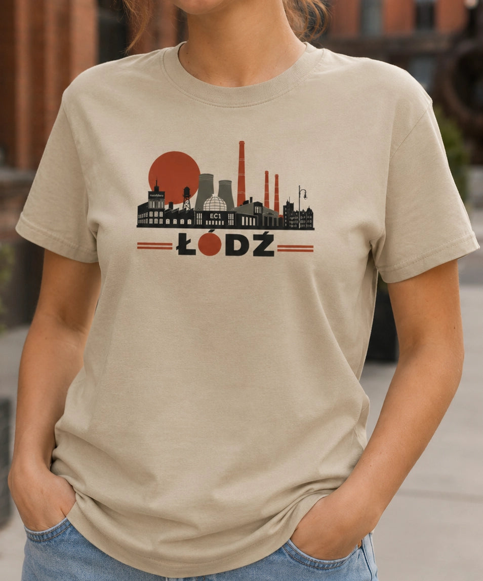 Łódź PRL Industrial Skyline Polish City Unisex T-Shirt