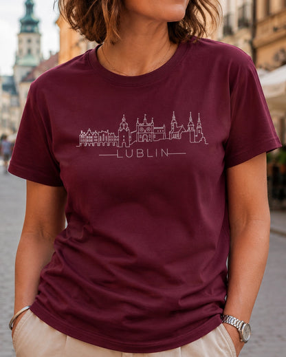 Lublin Minimal Skyline Polish City Unisex T-Shirt