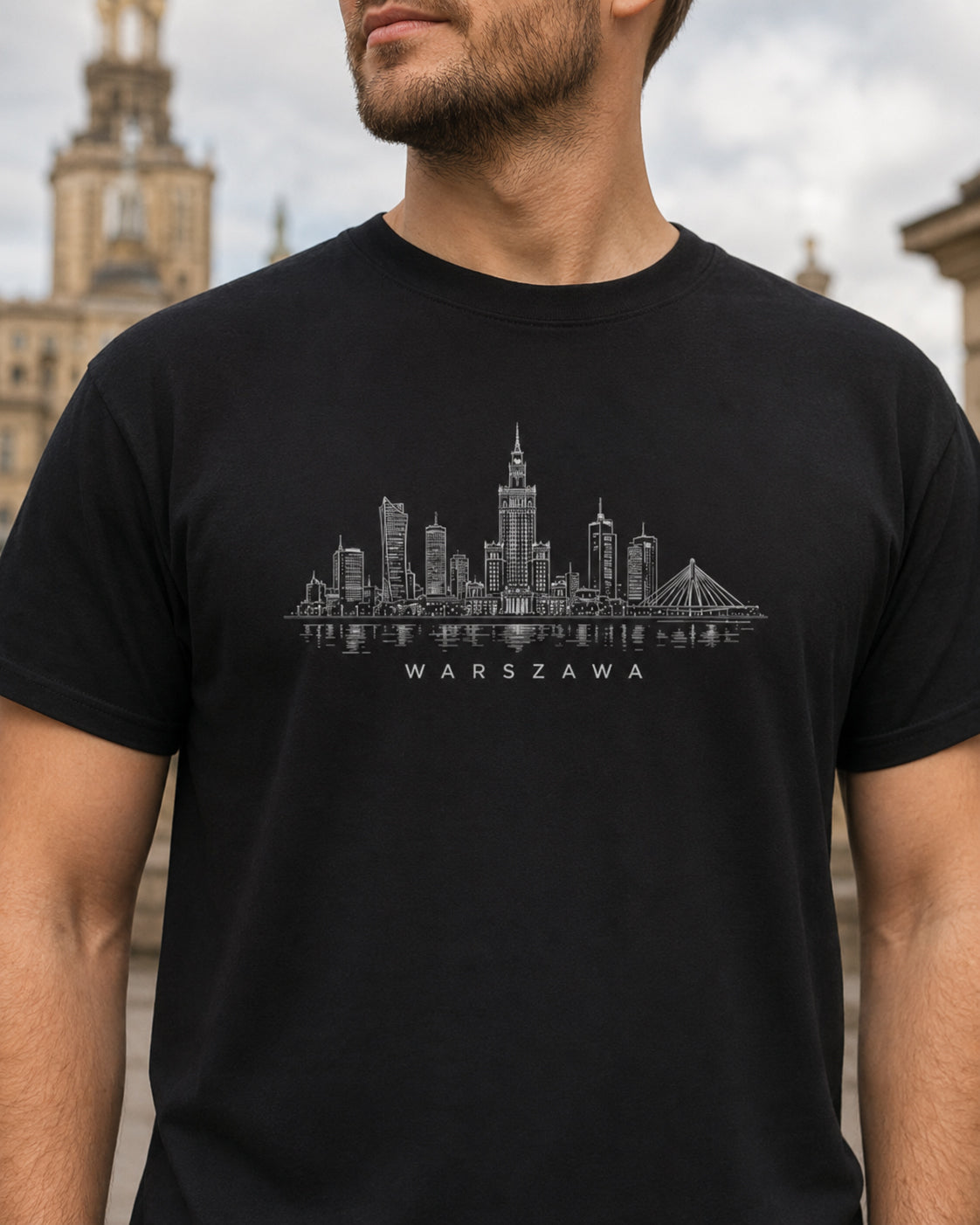 Warszawa Minimal Skyline Polish City Unisex T-Shirt
