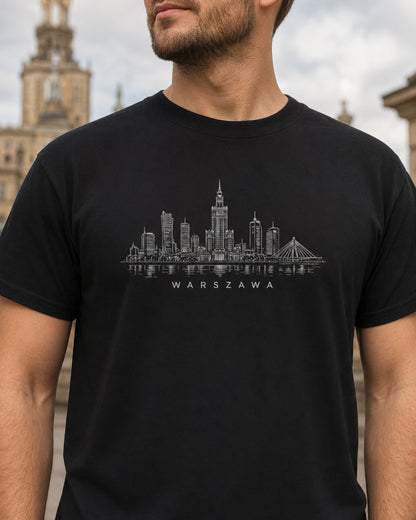 Warszawa Minimal Skyline Polish City Unisex T-Shirt