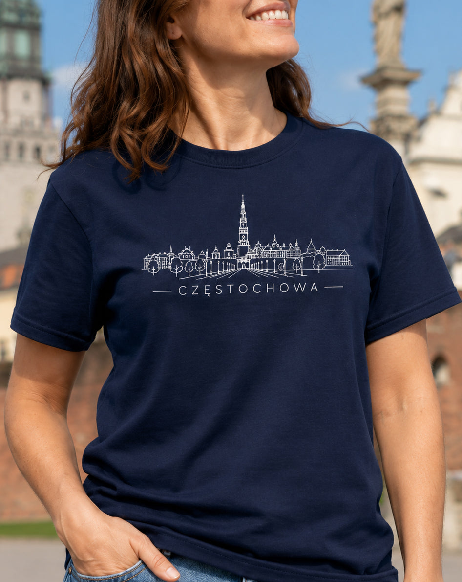 Częstochowa Minimal Skyline Polish City Unisex T-Shirt