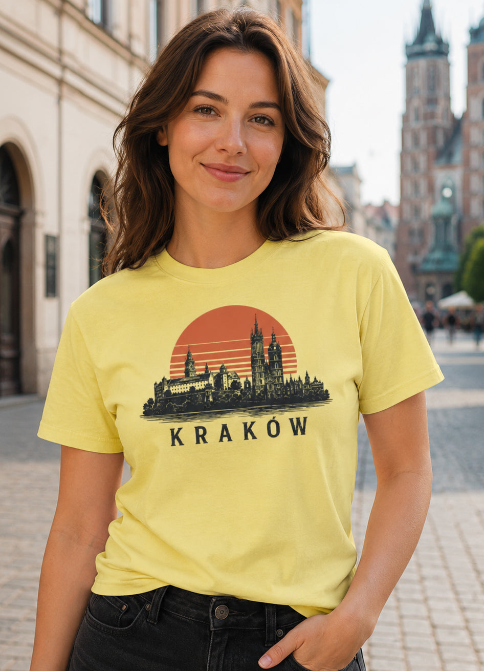 Kraków Sunset Skyline Polish City Unisex T-Shirt
