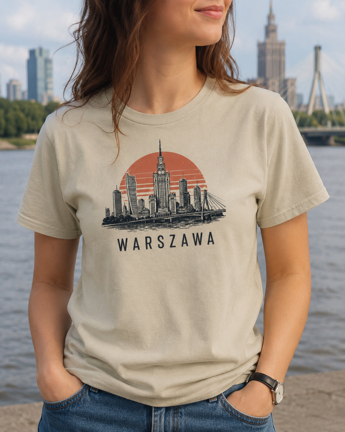 Warszawa Sunset Skyline Polish City Unisex T-Shirt