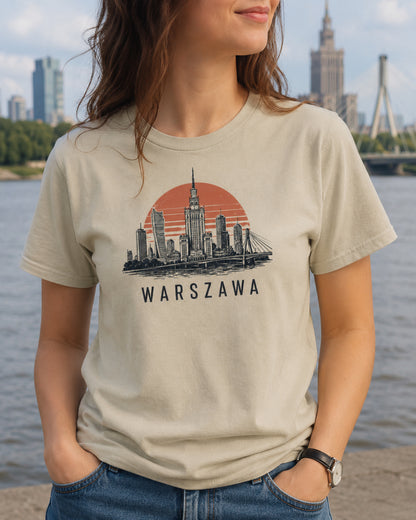Warszawa Sunset Skyline Polish City Unisex T-Shirt