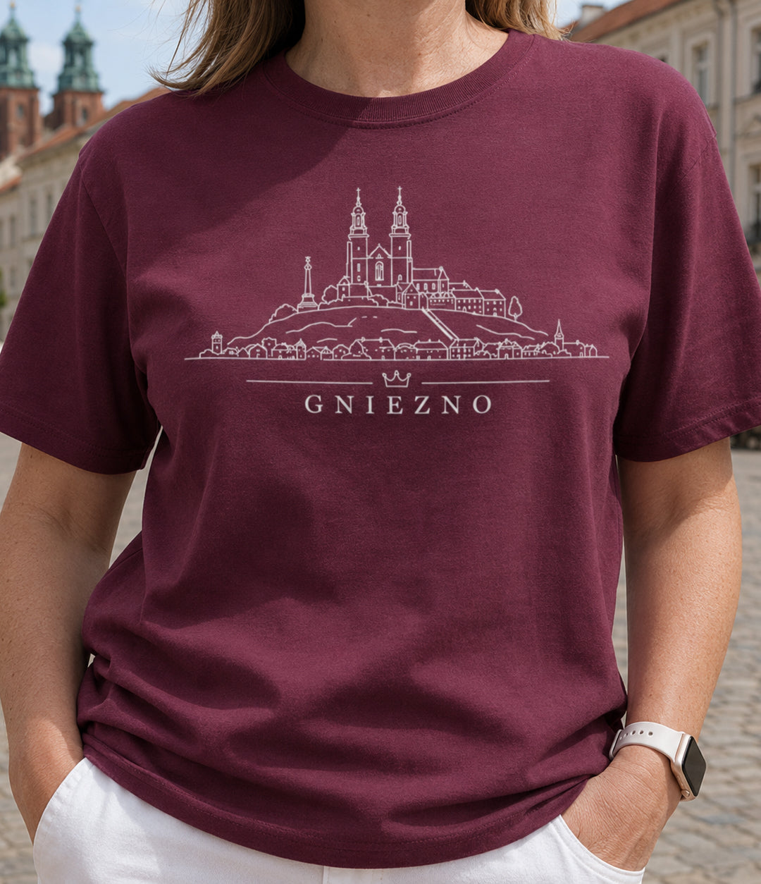Gniezno Minimal Skyline Polish City Unisex T-Shirt