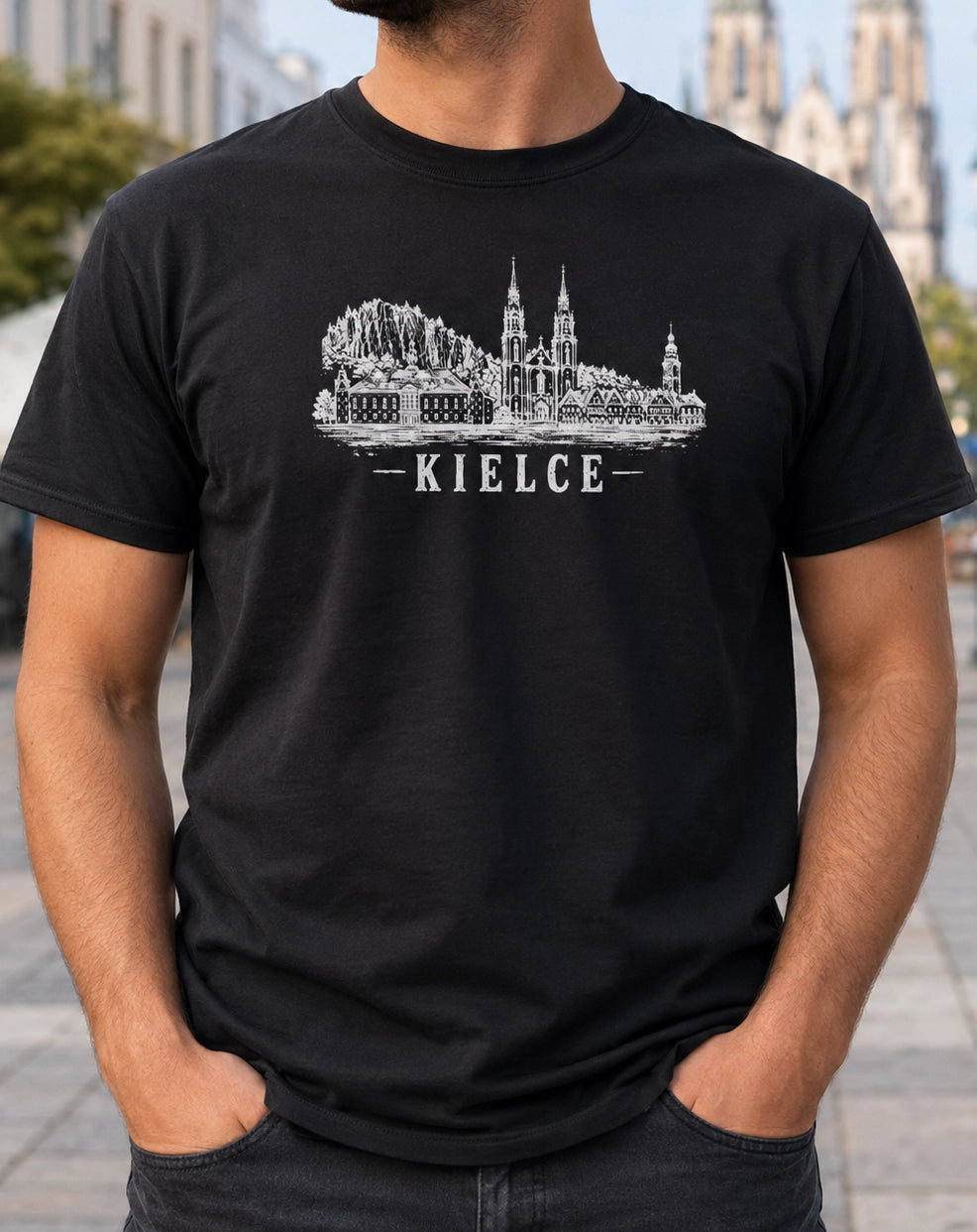Kielce Grunge Skyline Polish City Unisex T-Shirt