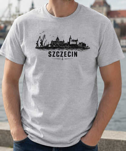 Szczecin Black Ink Skyline Polish City Unisex T-Shirt