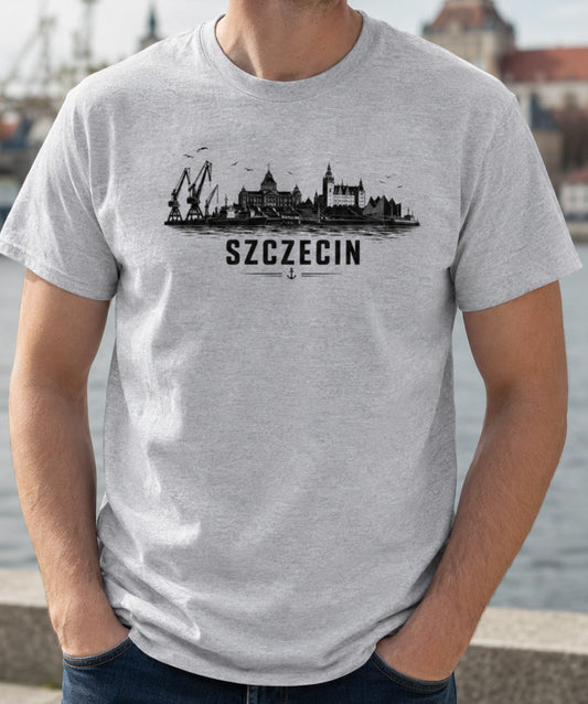 Szczecin Black Ink Skyline Polish City Unisex T-Shirt