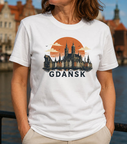 Gdańsk Sunset Skyline Polish City Unisex T-Shirt