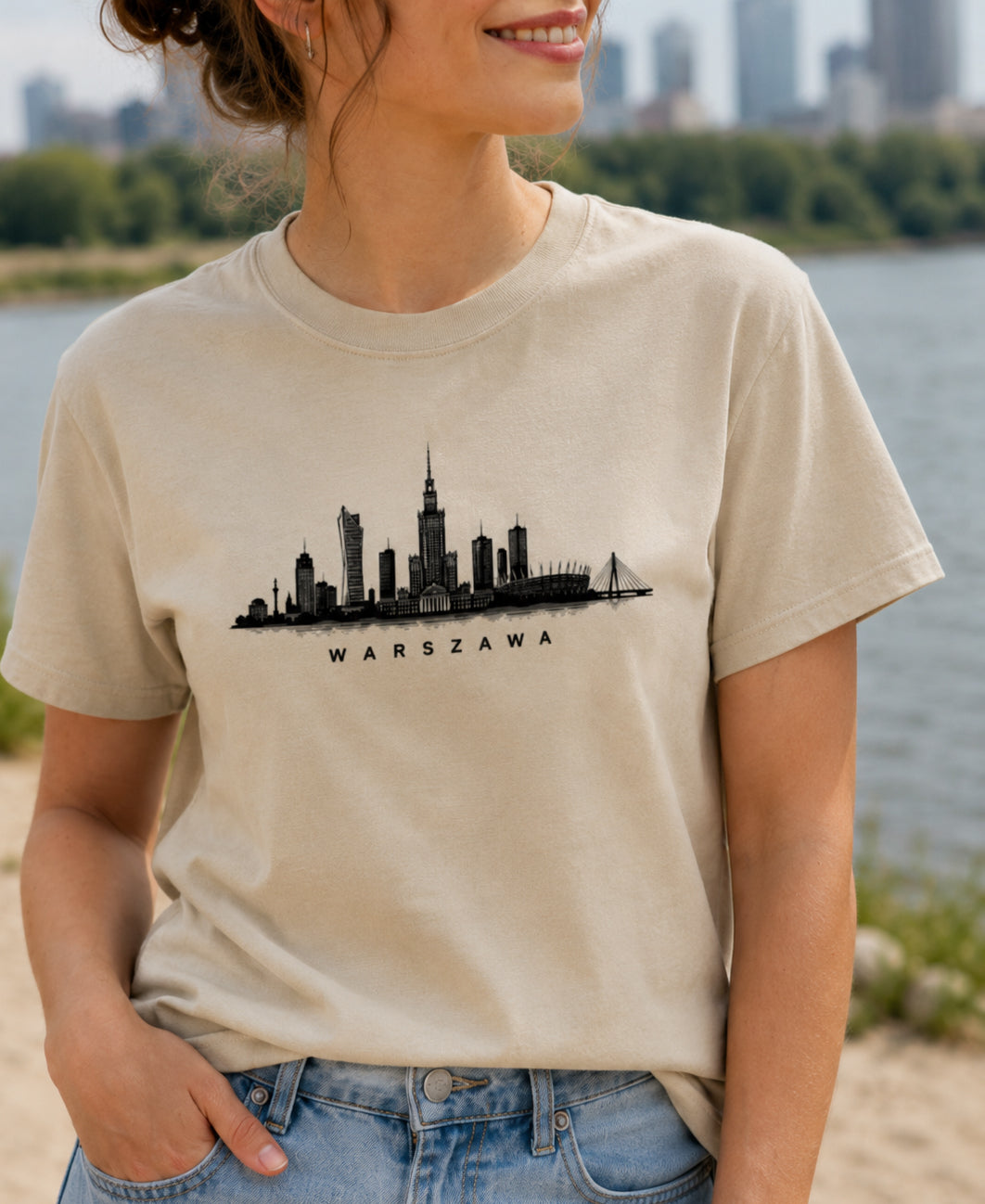 Warszawa Minimal Skyline Polish City Unisex T-Shirt