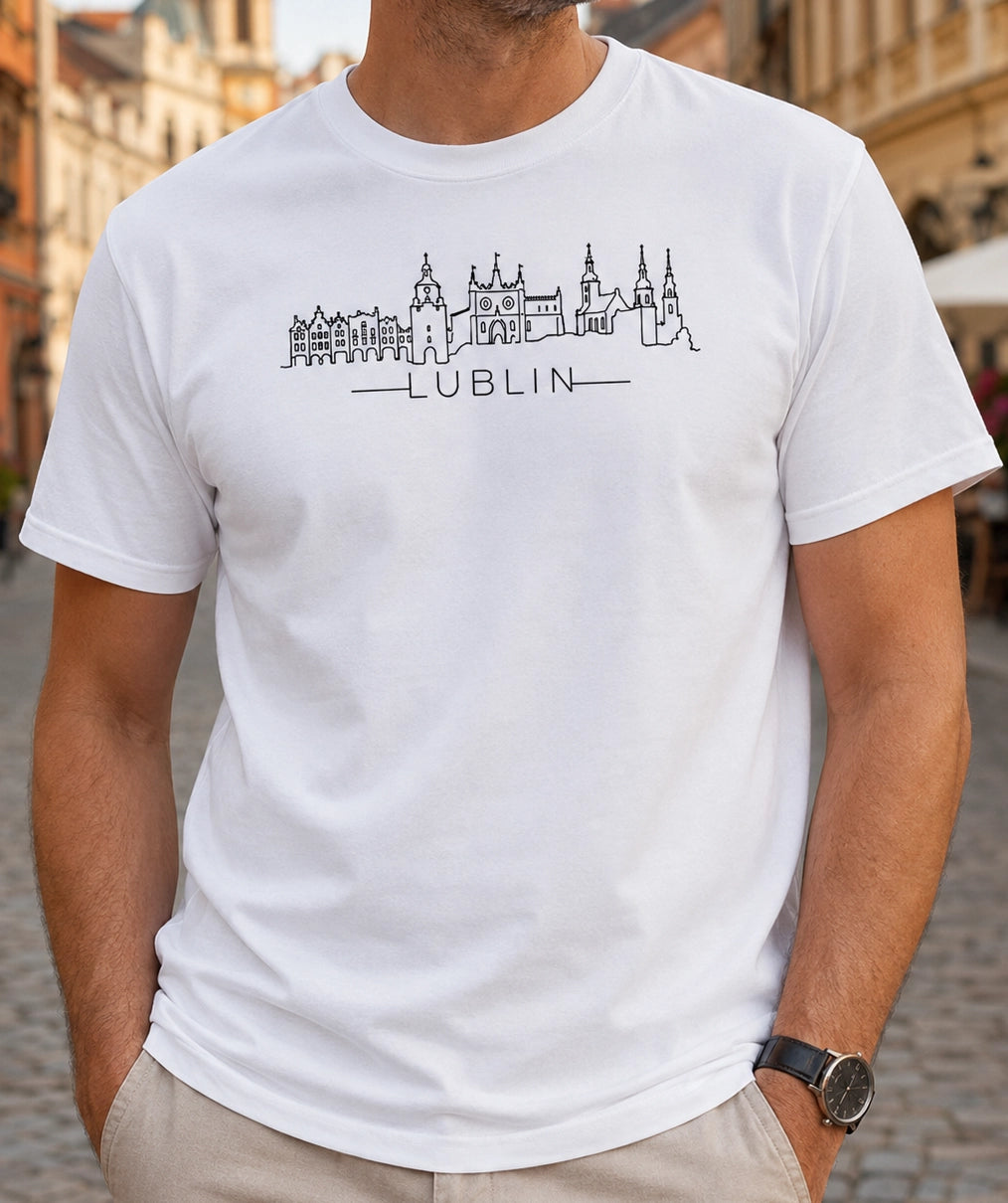 Lublin Minimal Skyline Polish City Unisex T-Shirt