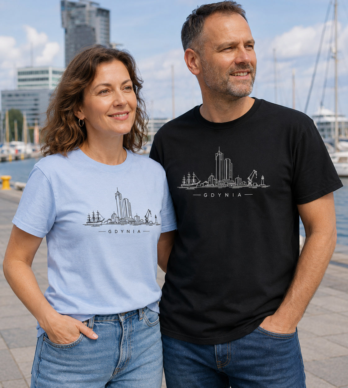 Gdynia Minimal Skyline Polish City Unisex T-Shirt
