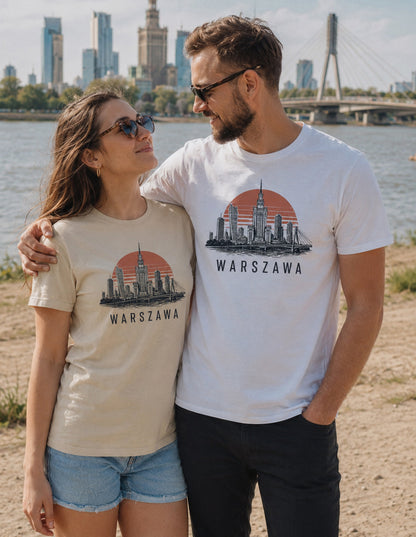 Warszawa Sunset Skyline Polish City Unisex T-Shirt