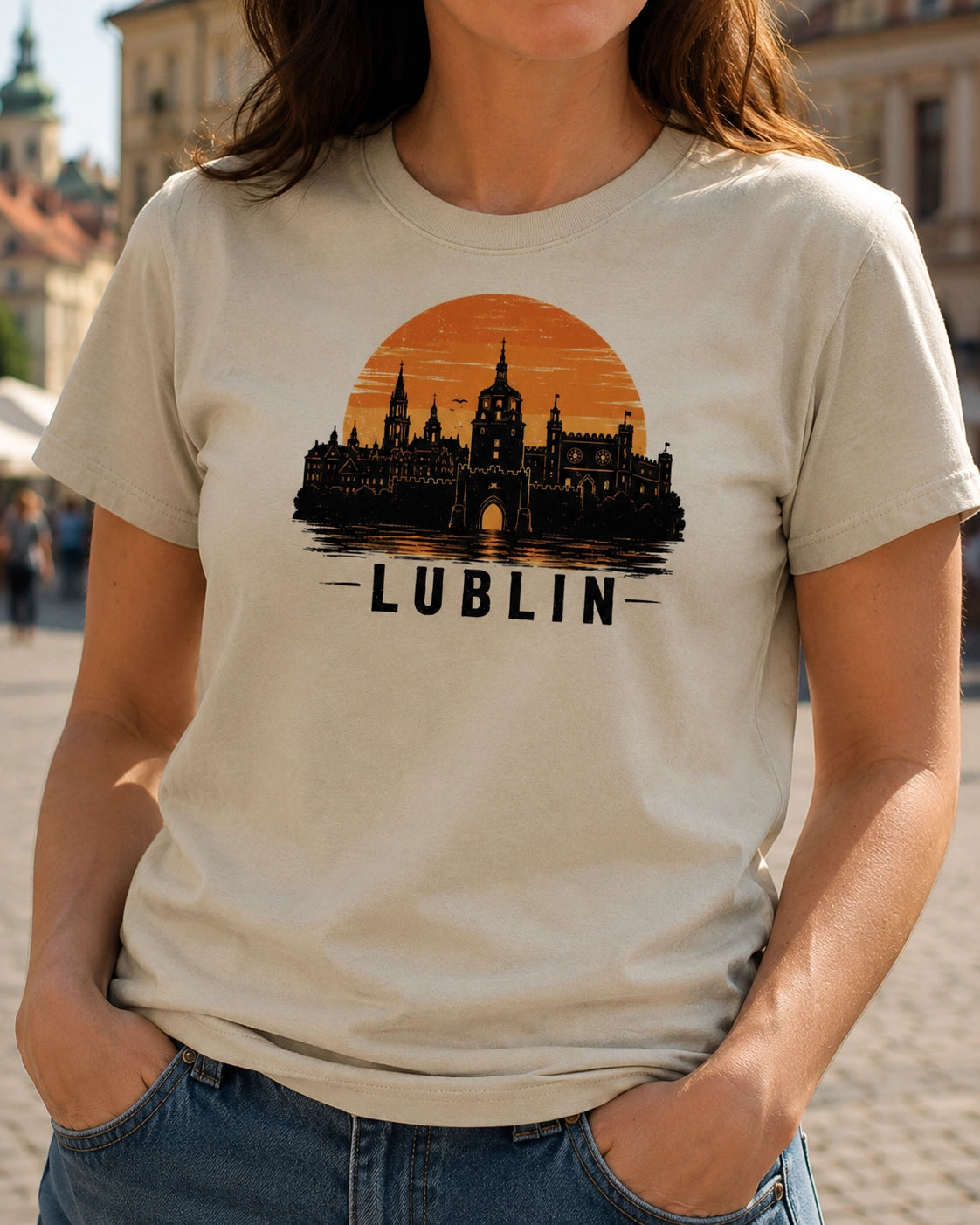 Lublin Sunset Skyline Polish City Unisex T-Shirt