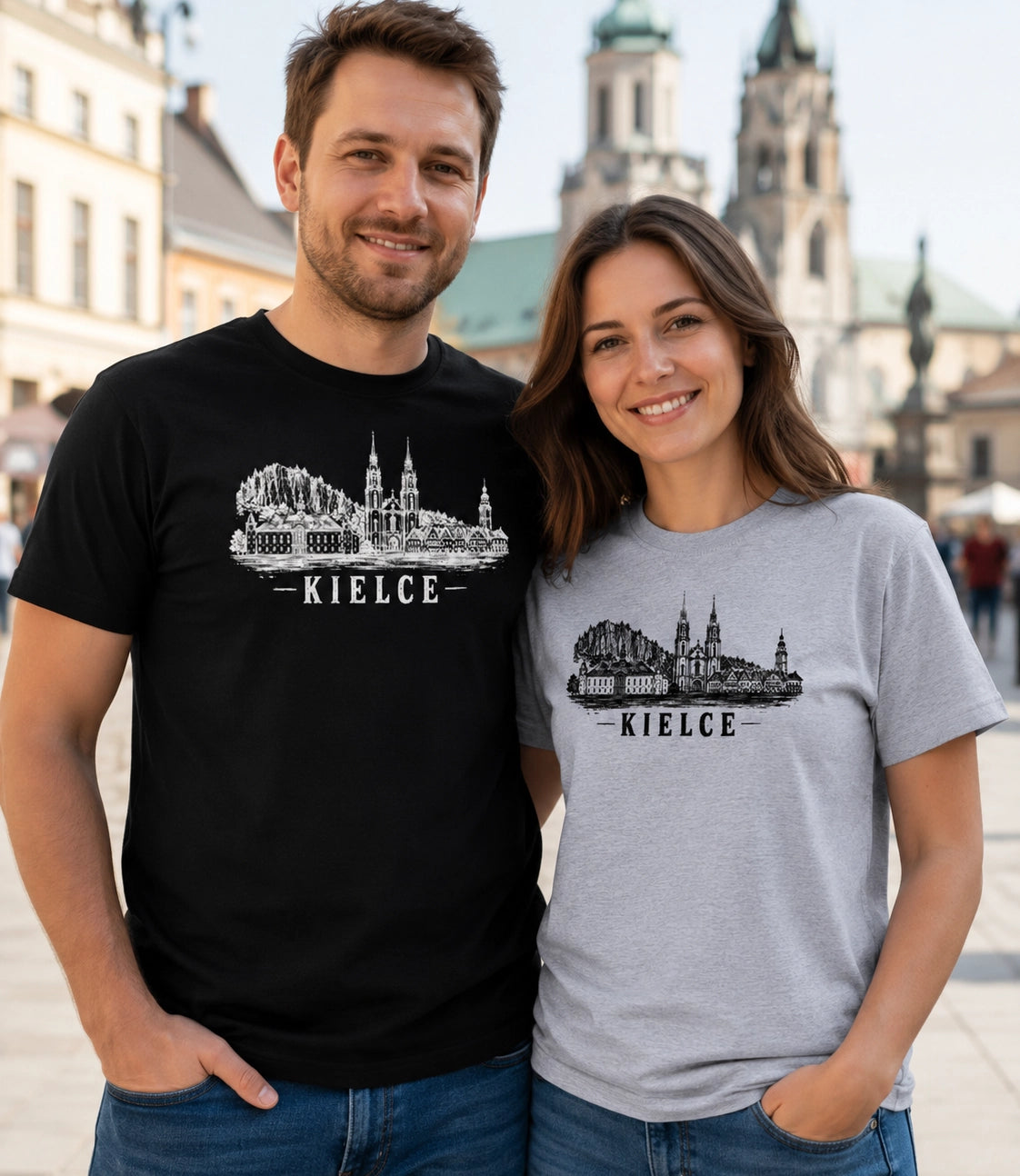 Kielce Grunge Skyline Polish City Unisex T-Shirt