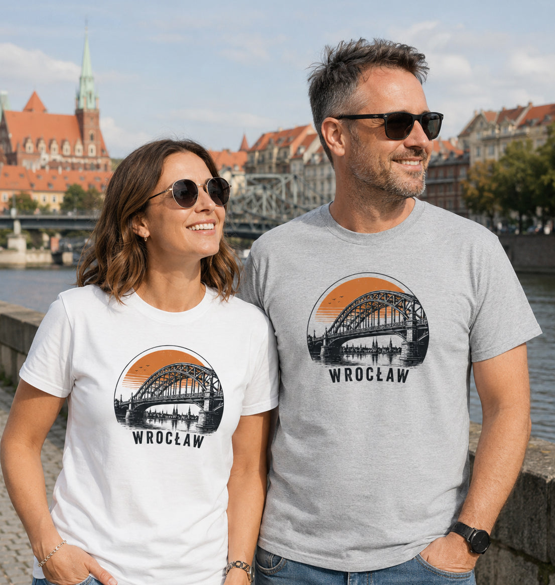 Wrocław Bridge Sunset Polish City Unisex T-Shirt