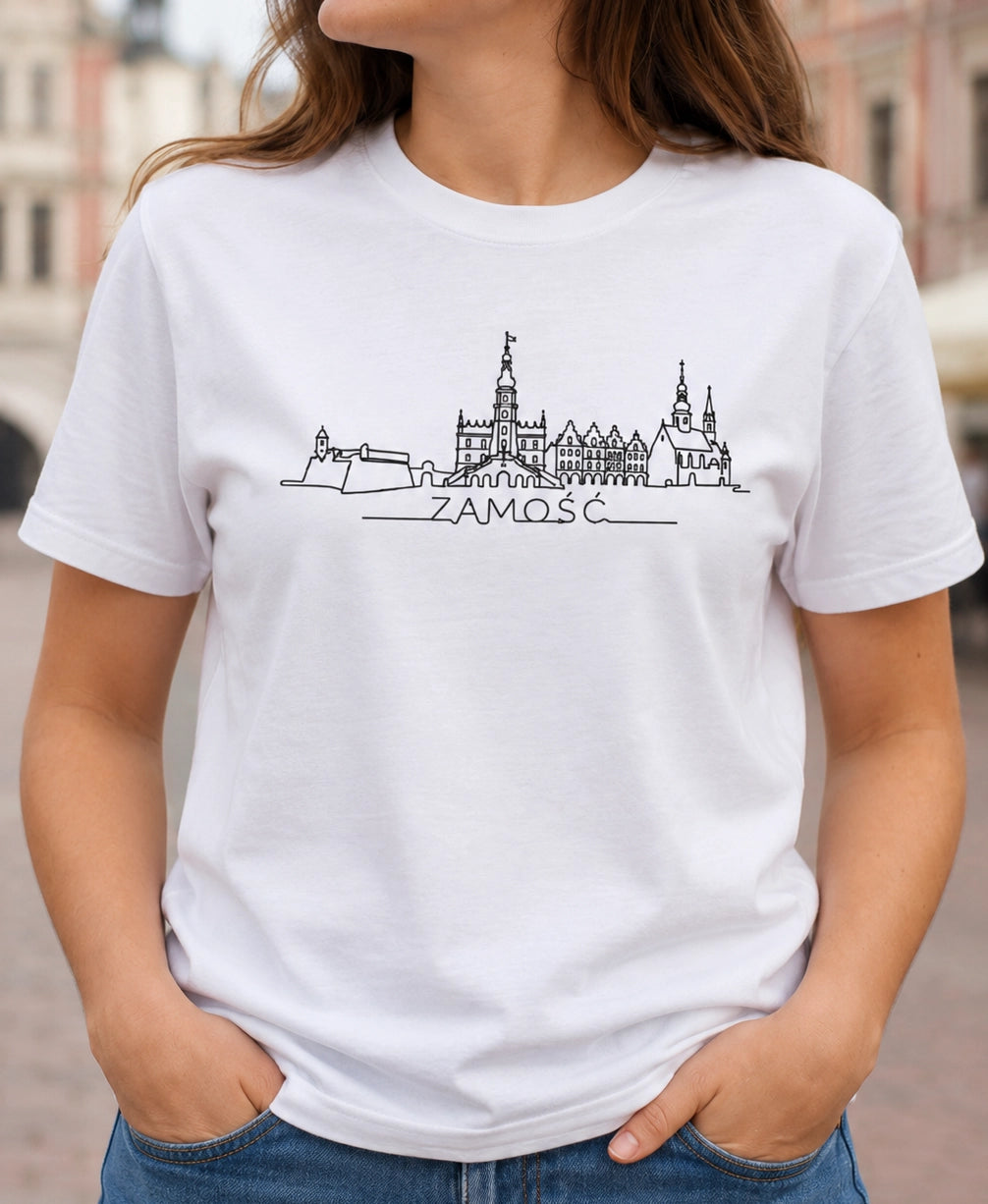 Zamość One-Line Skyline Polish City Unisex T-Shirt