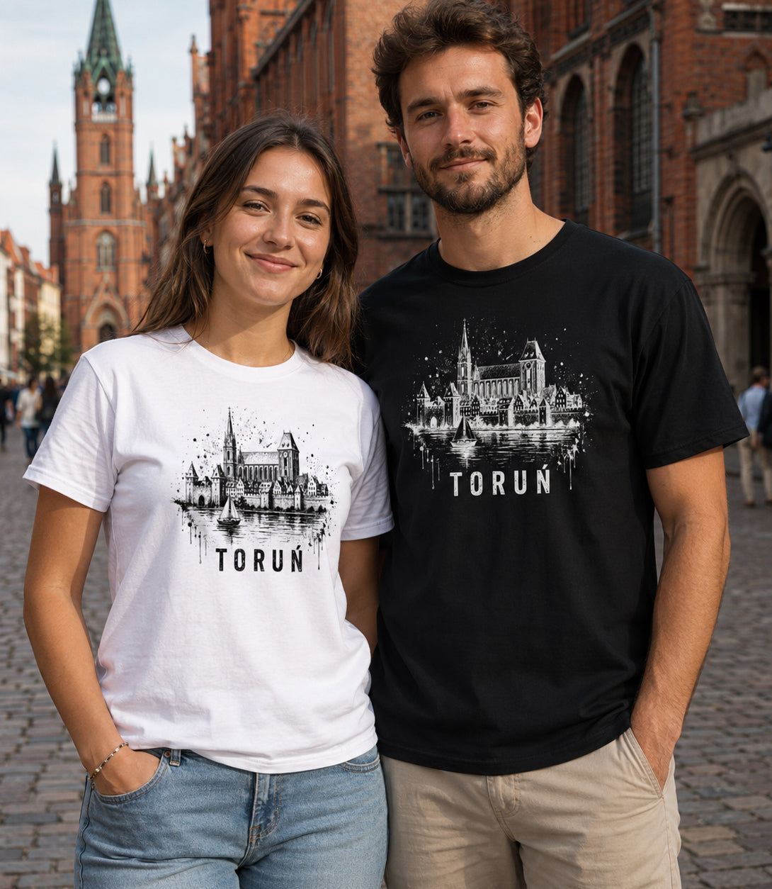 Toruń Ink Skyline Polish City Unisex T-Shirt