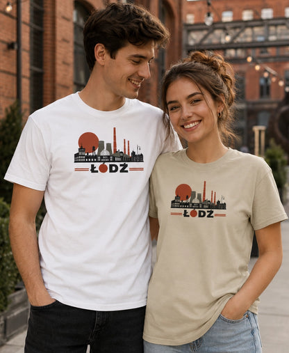 Łódź PRL Industrial Skyline Polish City Unisex T-Shirt